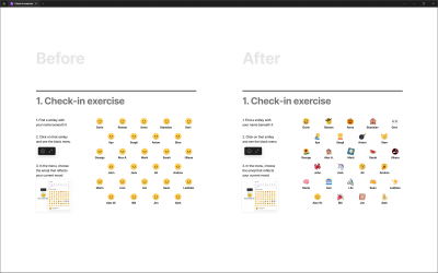 A check-in exercise with emoji