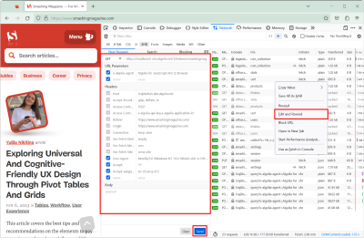 A screenshot of how to edit and resend network requests
