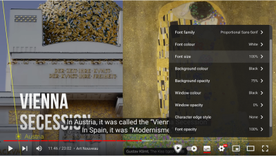 A screenshot with YouTube’s subtitles settings