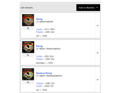 A screenshot of the table example from Discogs shown on a small screen