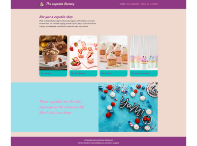 Cupcake factory website with light colors