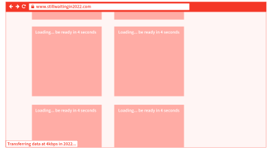 Visualization of an open window in a browser with the text 'loading.. be ready in 4 seconds'